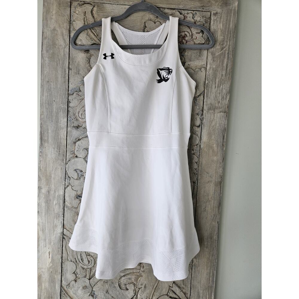 Under Armour Women's Size M Tennis Dress White Nylon Stretch Lightweight Tiger